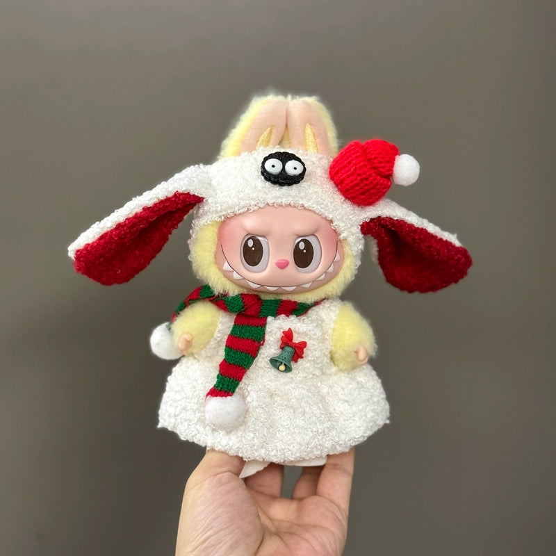 for Sale Only Clothes Fit Labubu Pull Cloth Doll Clothes 17cm Plush Vinyl Pendant Can Wear Clothes Christmas Set