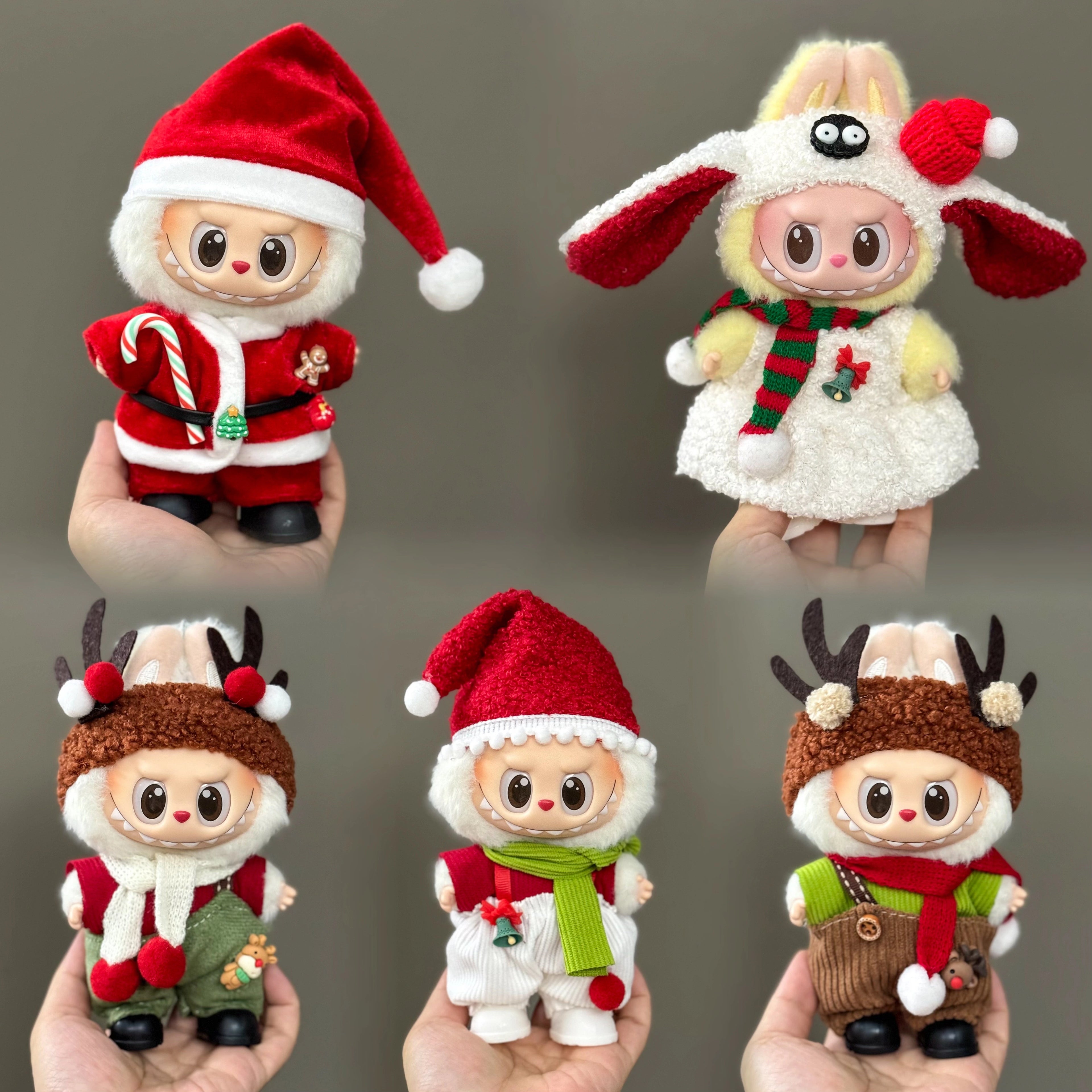 for Sale Only Clothes Fit Labubu Pull Cloth Doll Clothes 17cm Plush Vinyl Pendant Can Wear Clothes Christmas Set