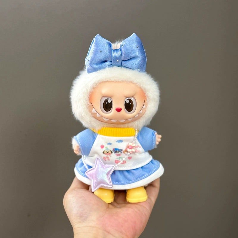 for Sale Only Clothes Fit Labubu Pull Cloth Doll Clothes 17cm Plush Vinyl Pendant Can Wear Clothes Christmas Set