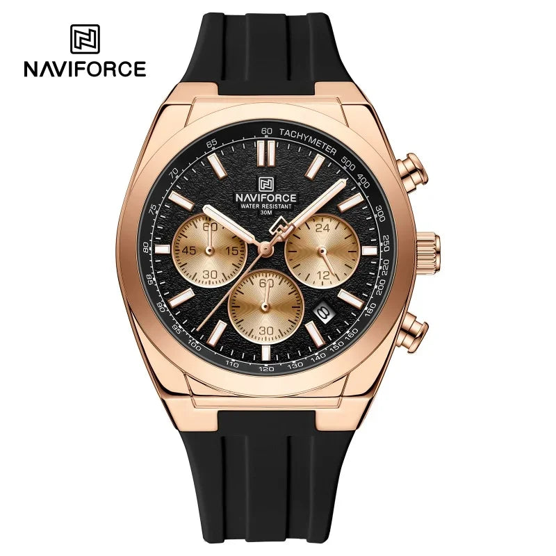 NAVIFORCE Brand Mens Fashion Luxury Quartz Wristwatches Sports 24 hours and Date Display Waterproof Chronograph Clock Male Gift