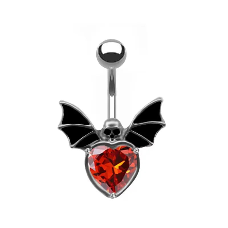 Cobweb Pendant Navel Ring Heart Zircon Belly Piercing Bar Navel Button Rings Umbilical Nail Piercing Accessories Halloween Gift