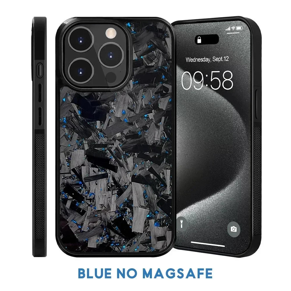 for IPhone 16 15 14 13 12 11 Pro Max Grippy Edges Design Glossy Film Hard PC Cover N-New Real Forged Carbon Fiber Phone Case