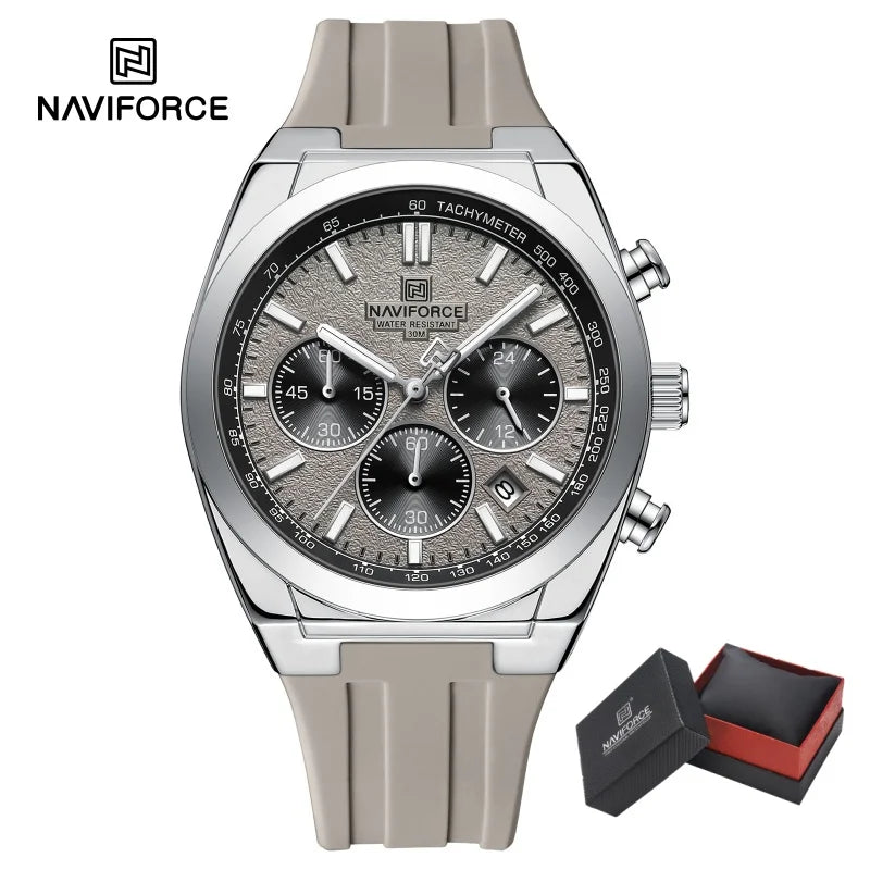 NAVIFORCE Brand Mens Fashion Luxury Quartz Wristwatches Sports 24 hours and Date Display Waterproof Chronograph Clock Male Gift