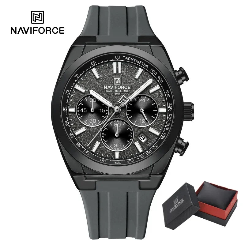 NAVIFORCE Brand Mens Fashion Luxury Quartz Wristwatches Sports 24 hours and Date Display Waterproof Chronograph Clock Male Gift