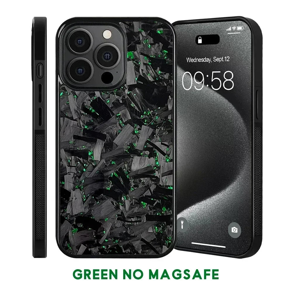 for IPhone 16 15 14 13 12 11 Pro Max Grippy Edges Design Glossy Film Hard PC Cover N-New Real Forged Carbon Fiber Phone Case