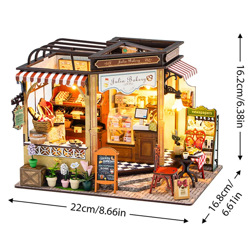 Magical DIY Wooden Miniature Doll House 3D Puzzle Assembly Building Model Kit Production Room Toys Home Bedroom Christmas Gifts