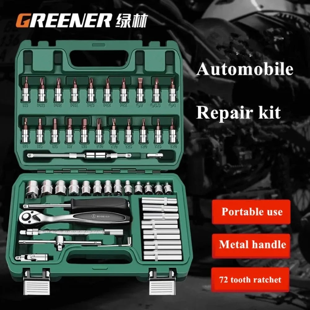 53Piece Wrench Set Kit Multifunctional Complete Professional Tools Kit Ratchet Spanner Household Mechanical Workshop Tools