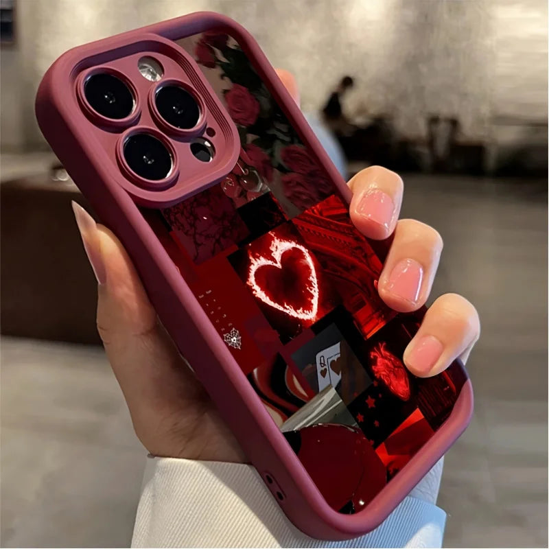 Heart pattern embossed graphic phone case for iPhone 15 14 13 12 11 x XR Xs SE2 SE 8 7 plus pro Max mini silicone back cover
