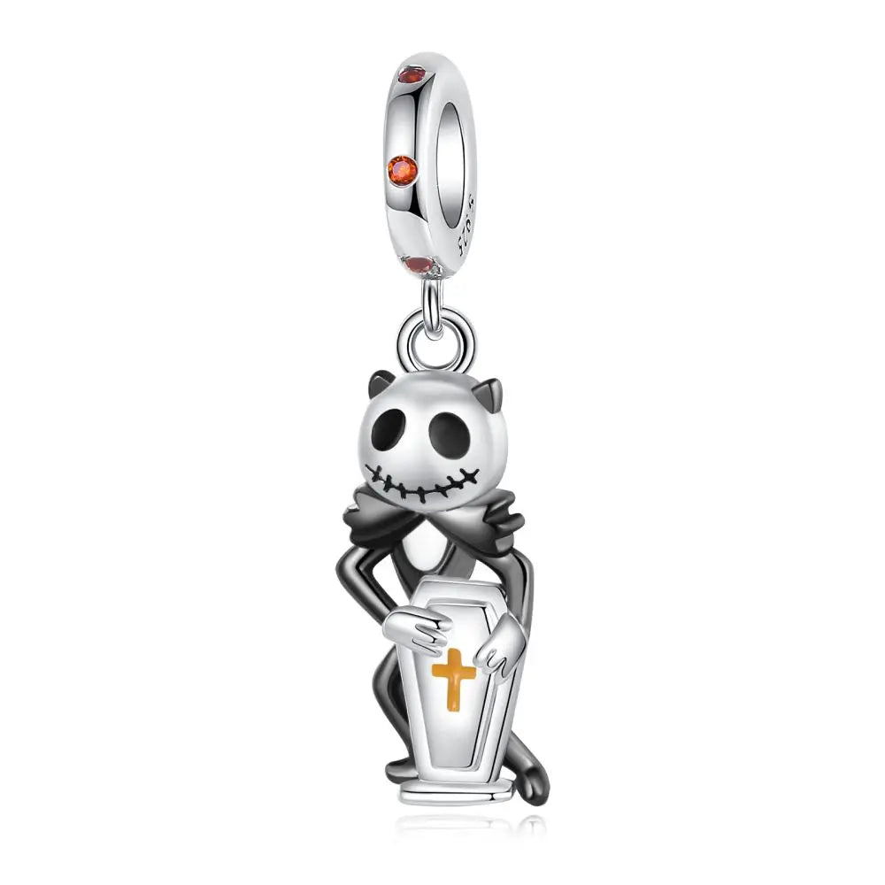 Funny 925 Sterling Silver Witch,Pumpkin & Heart Skull Beads Charm Fits Brand Bracelet & Necklace Fine Halloween Jewelry Gifts