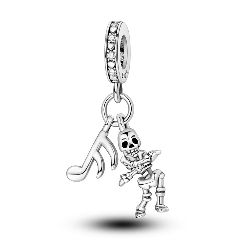 Funny 925 Sterling Silver Witch,Pumpkin & Heart Skull Beads Charm Fits Brand Bracelet & Necklace Fine Halloween Jewelry Gifts