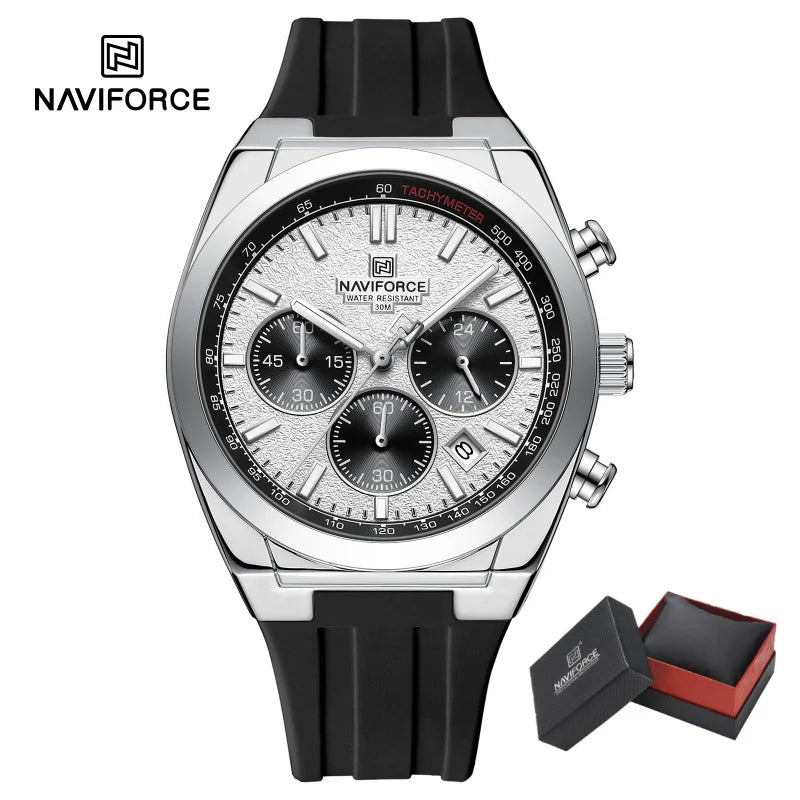 NAVIFORCE Brand Mens Fashion Luxury Quartz Wristwatches Sports 24 hours and Date Display Waterproof Chronograph Clock Male Gift