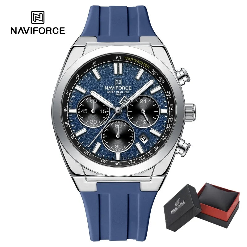 NAVIFORCE Brand Mens Fashion Luxury Quartz Wristwatches Sports 24 hours and Date Display Waterproof Chronograph Clock Male Gift