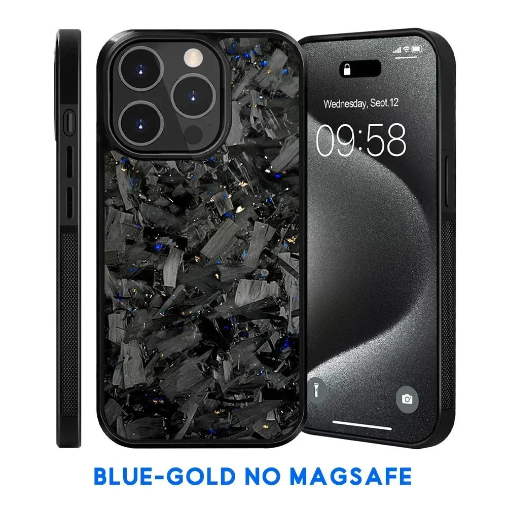 for IPhone 16 15 14 13 12 11 Pro Max Grippy Edges Design Glossy Film Hard PC Cover N-New Real Forged Carbon Fiber Phone Case