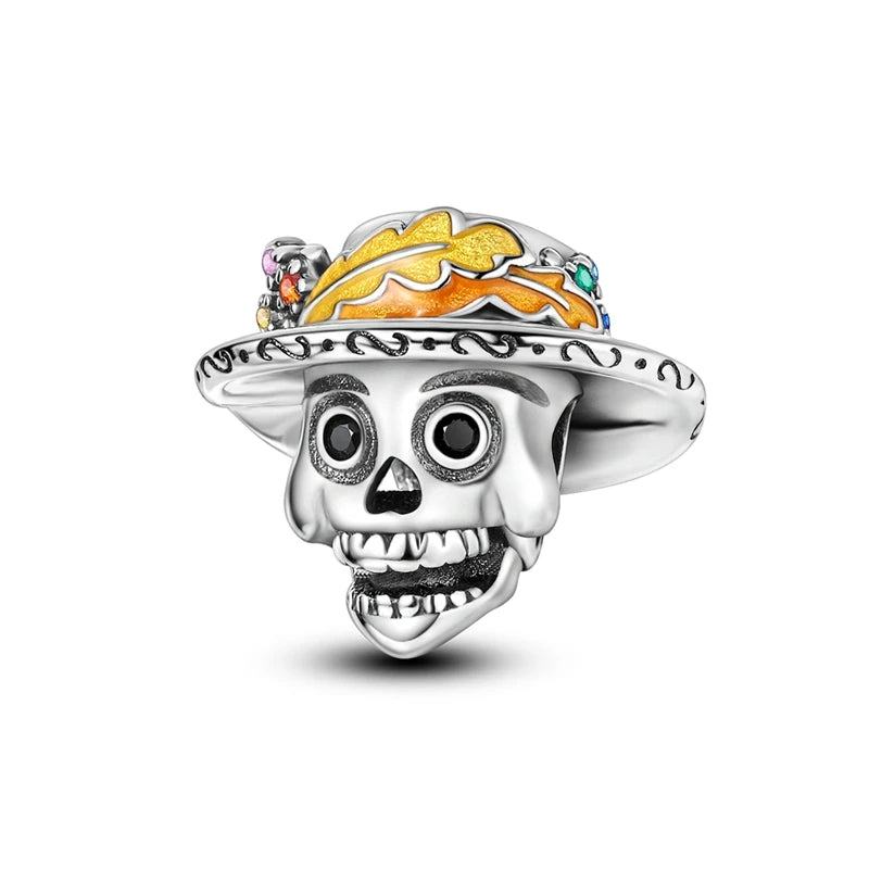 Funny 925 Sterling Silver Witch,Pumpkin & Heart Skull Beads Charm Fits Brand Bracelet & Necklace Fine Halloween Jewelry Gifts