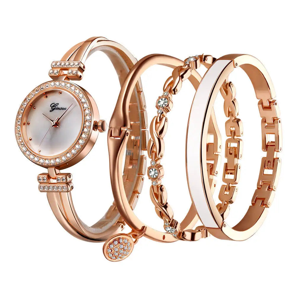 Bangle & Bracelet Set, 4 Pcs Wrist Watch & Bracelet Set Elegante for Women,Practical and versatile