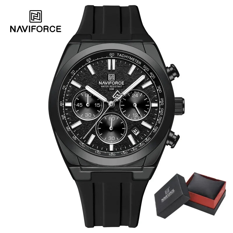 NAVIFORCE Brand Mens Fashion Luxury Quartz Wristwatches Sports 24 hours and Date Display Waterproof Chronograph Clock Male Gift