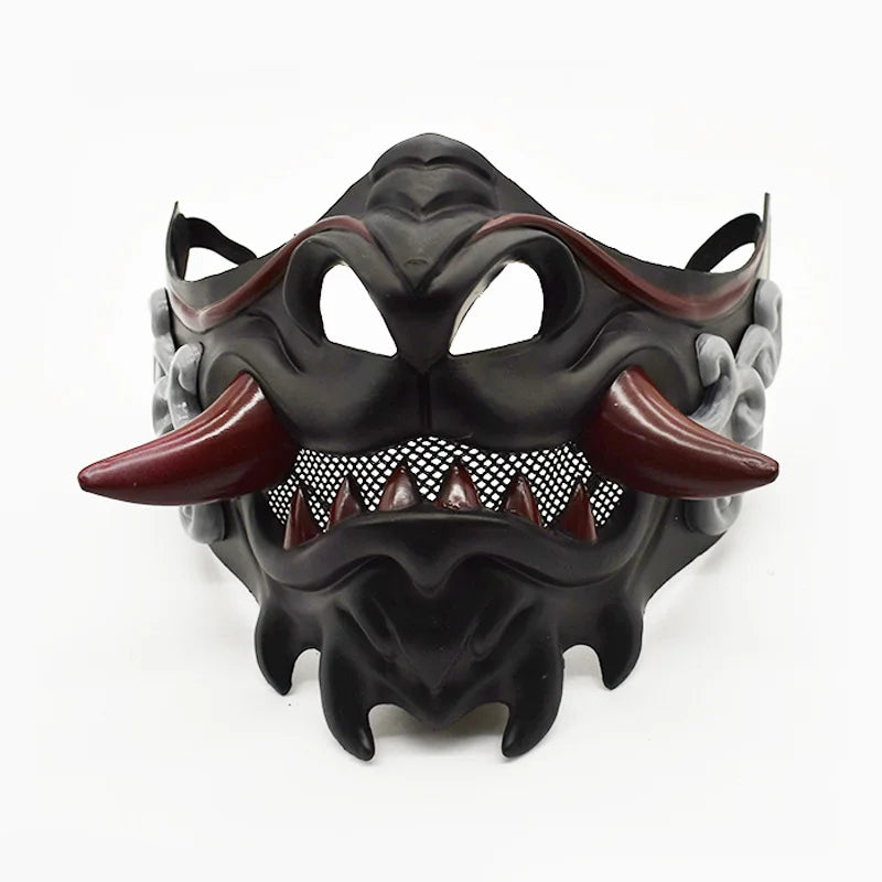 Japanese Samurai Oni Demon Mask Halloween Demon Samurai Cosplay Horror Prajna Killer Thicken Plastic Masks Party Costume Props
