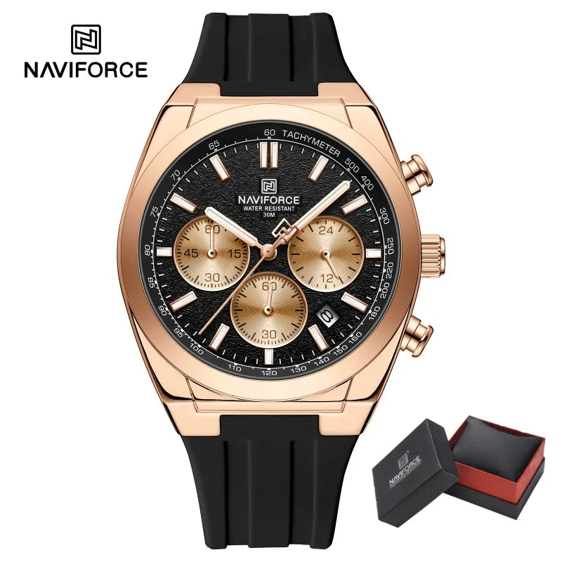 NAVIFORCE Brand Mens Fashion Luxury Quartz Wristwatches Sports 24 hours and Date Display Waterproof Chronograph Clock Male Gift