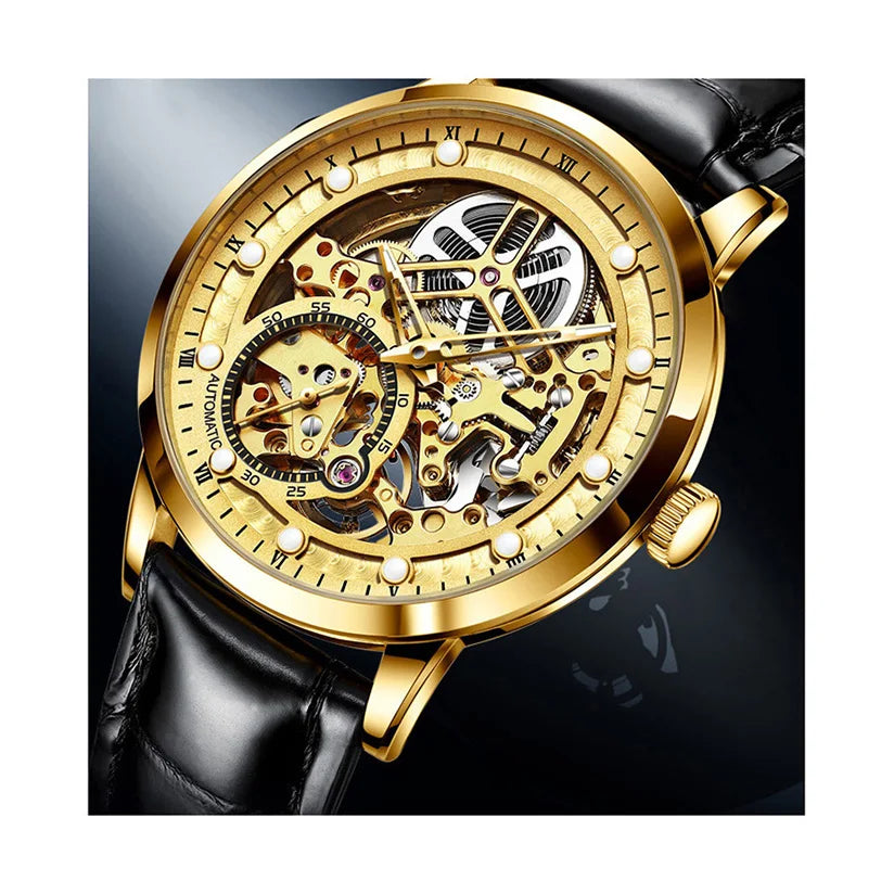 Fashion Stainless Steel Case Skeleton Small Second Hand Luminous Men Automatic Mechanical Watch