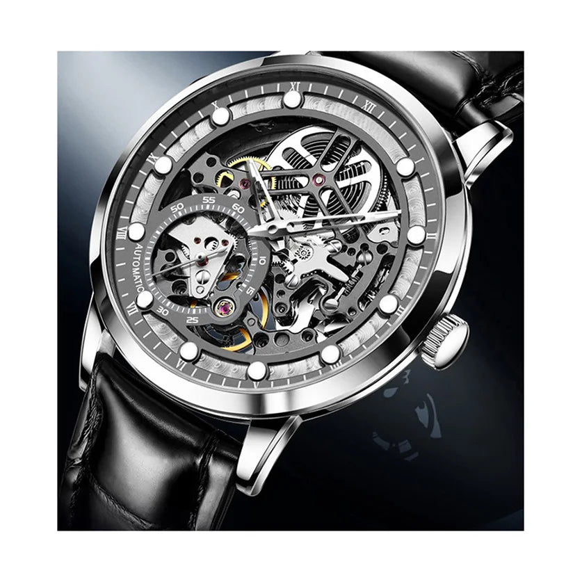 Fashion Stainless Steel Case Skeleton Small Second Hand Luminous Men Automatic Mechanical Watch