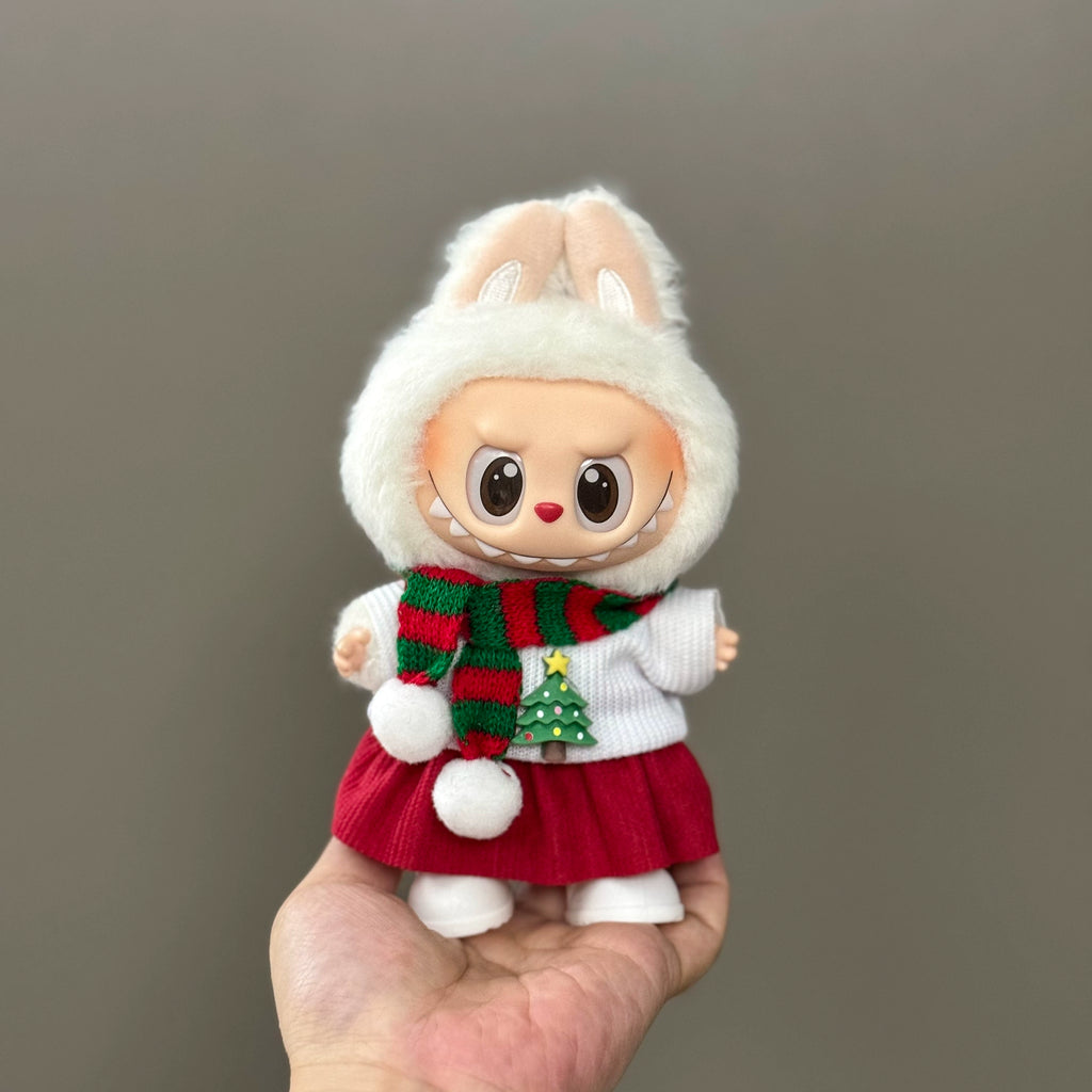 for Sale Only Clothes Fit Labubu Pull Cloth Doll Clothes 17cm Plush Vinyl Pendant Can Wear Clothes Christmas Set