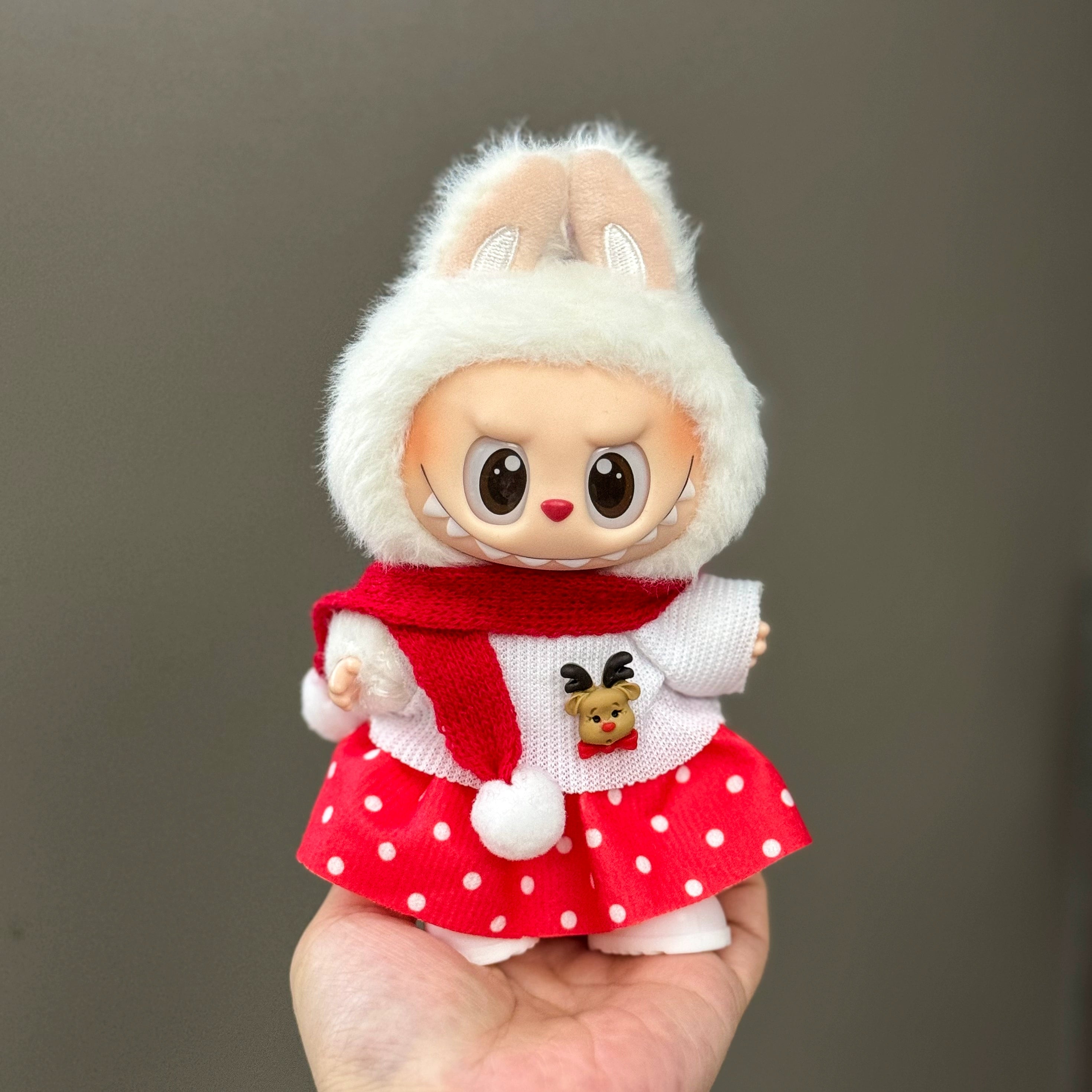for Sale Only Clothes Fit Labubu Pull Cloth Doll Clothes 17cm Plush Vinyl Pendant Can Wear Clothes Christmas Set