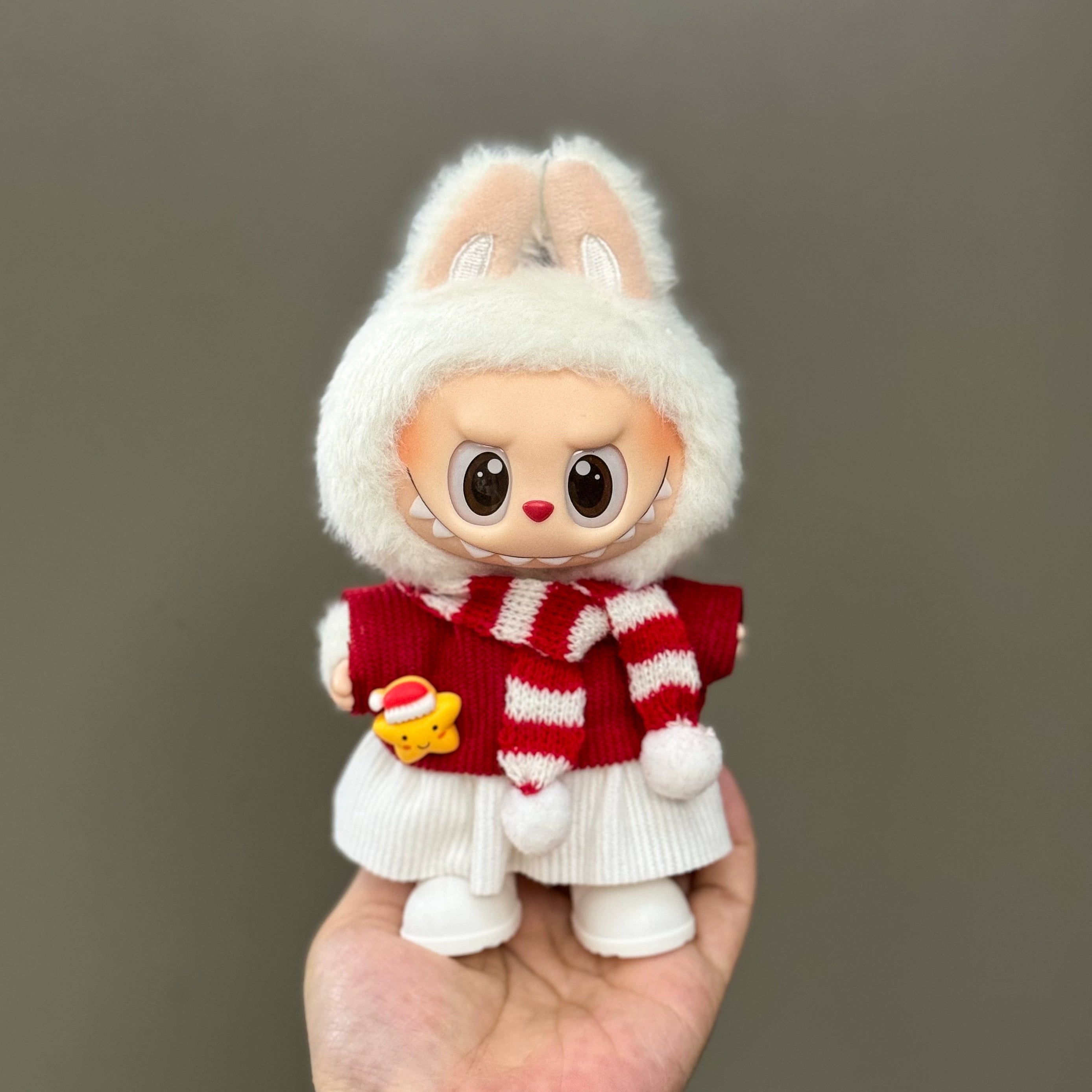 for Sale Only Clothes Fit Labubu Pull Cloth Doll Clothes 17cm Plush Vinyl Pendant Can Wear Clothes Christmas Set