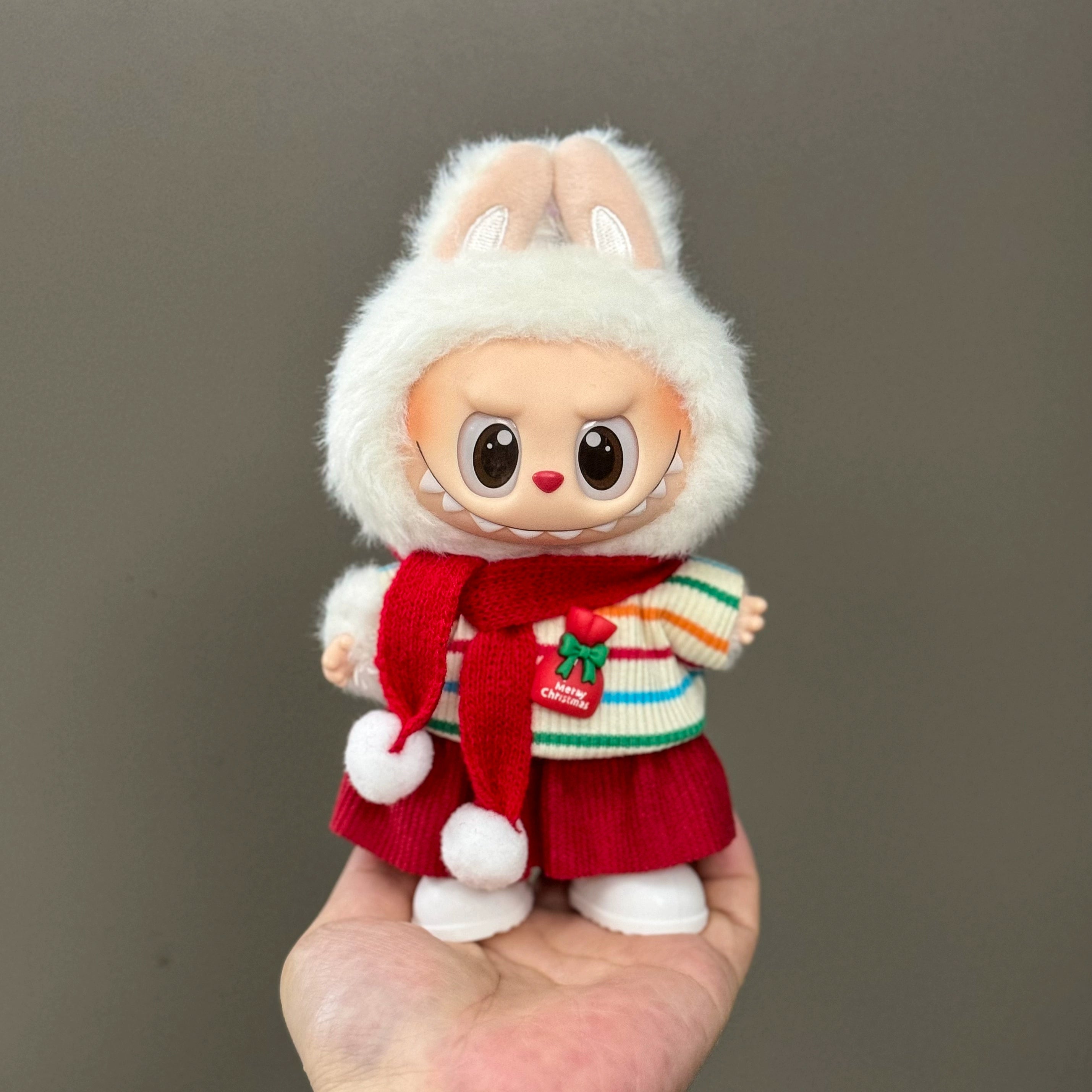 for Sale Only Clothes Fit Labubu Pull Cloth Doll Clothes 17cm Plush Vinyl Pendant Can Wear Clothes Christmas Set