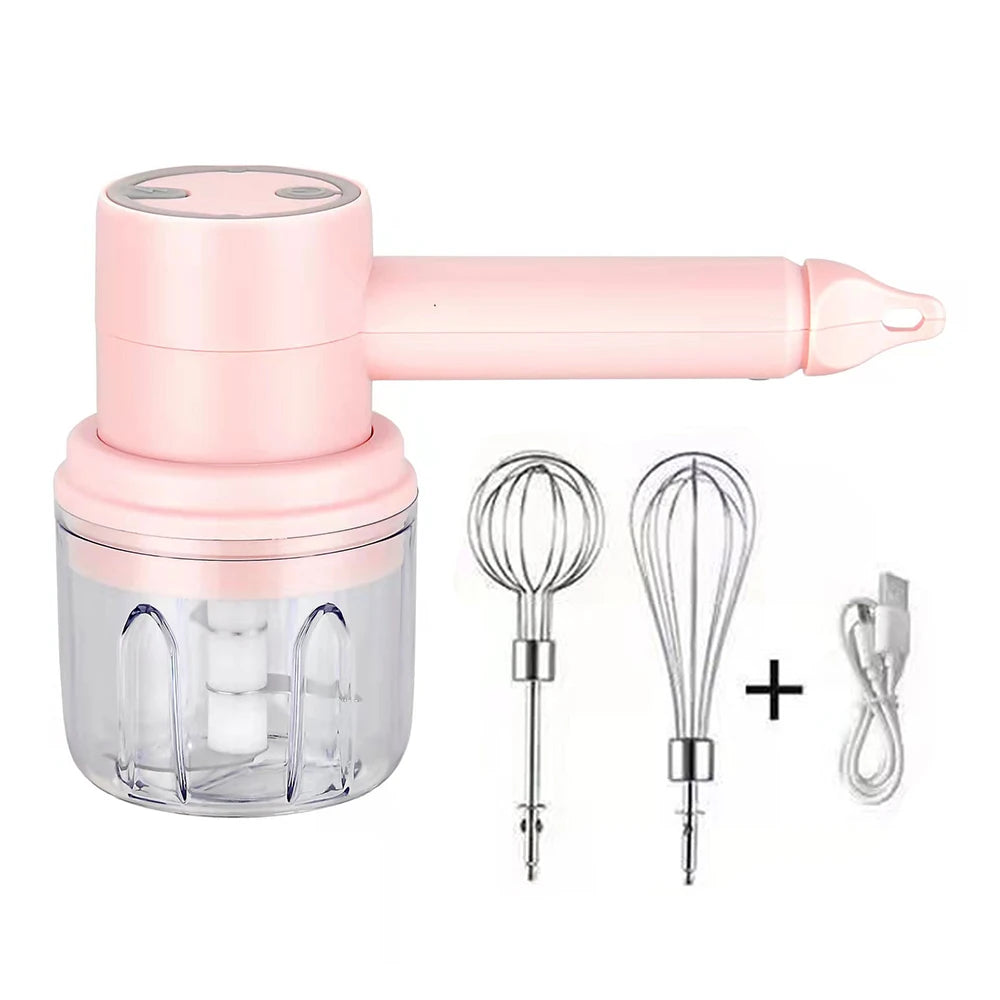 Wireless Electric Food Mixer USB Hand Blender Portable 3 Speeds Dough Garlic Crusher Cream Egg Beater Baking Masher Kitchen Tool