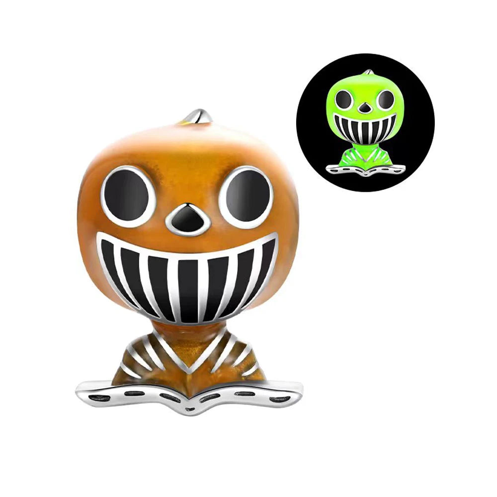 Funny 925 Sterling Silver Witch,Pumpkin & Heart Skull Beads Charm Fits Brand Bracelet & Necklace Fine Halloween Jewelry Gifts