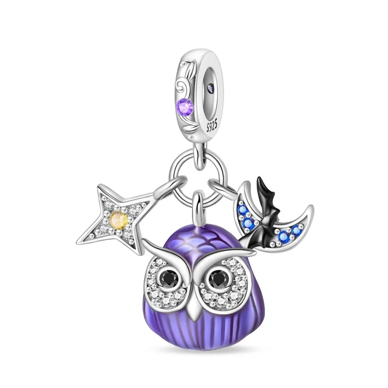 Funny 925 Sterling Silver Witch,Pumpkin & Heart Skull Beads Charm Fits Brand Bracelet & Necklace Fine Halloween Jewelry Gifts