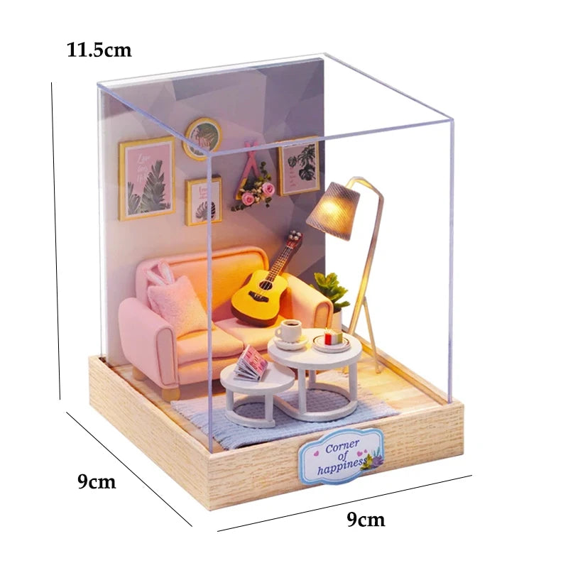 Magical DIY Wooden Miniature Doll House 3D Puzzle Assembly Building Model Kit Production Room Toys Home Bedroom Christmas Gifts