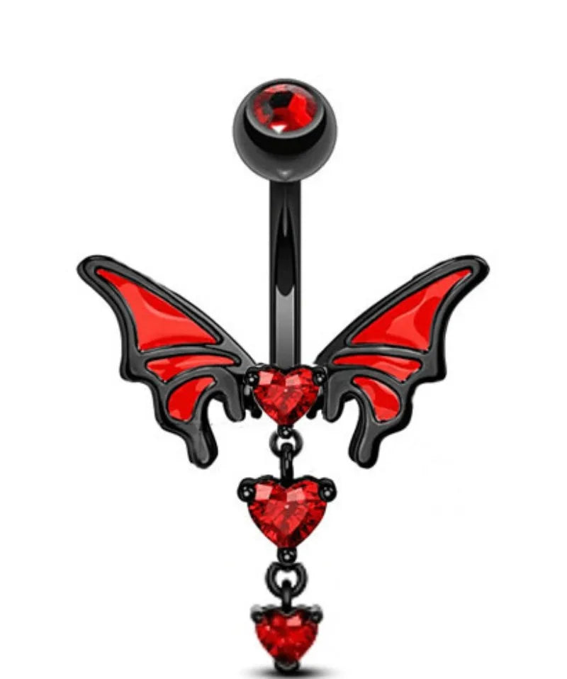 Cobweb Pendant Navel Ring Heart Zircon Belly Piercing Bar Navel Button Rings Umbilical Nail Piercing Accessories Halloween Gift