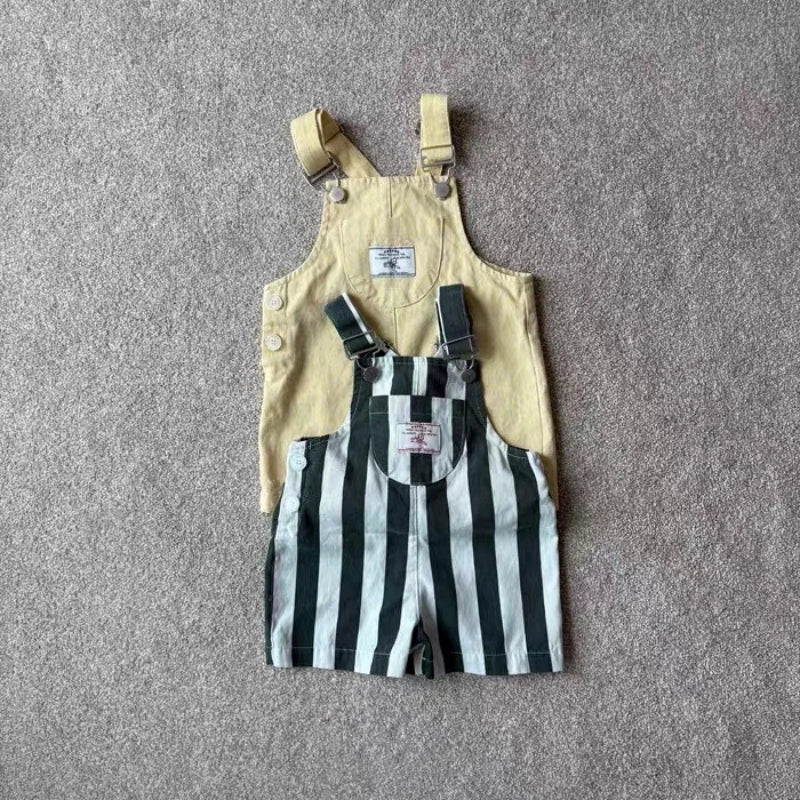 HY2621 Korean Style Infant Toddler Clothing Boys Girls Summer Fashion Washed Overalls Short Pants Korean Version Casual Trousers