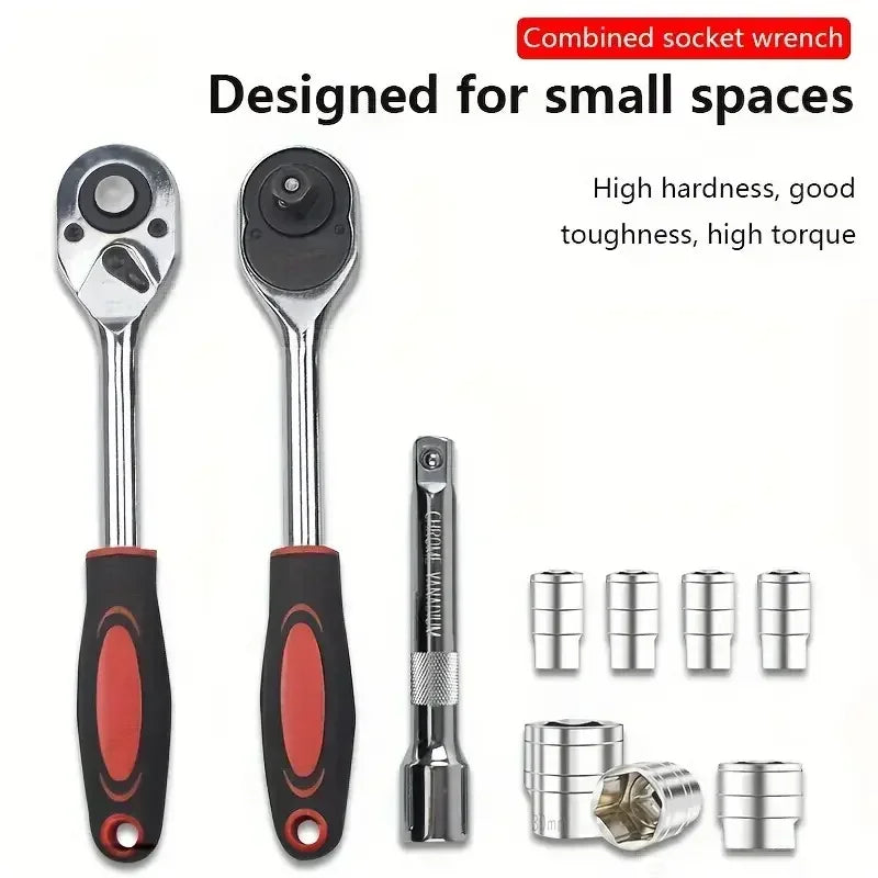 46-piece Set 1/4 Ratchet Wrench  Automobile Repair Tool with Hexagonal Sleeve Wrench Set Complete Set Quick Tool Quick Repair