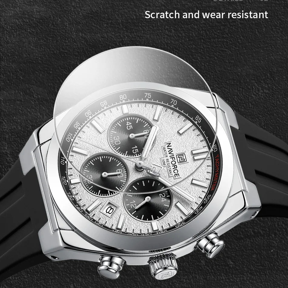 NAVIFORCE Brand Mens Fashion Luxury Quartz Wristwatches Sports 24 hours and Date Display Waterproof Chronograph Clock Male Gift