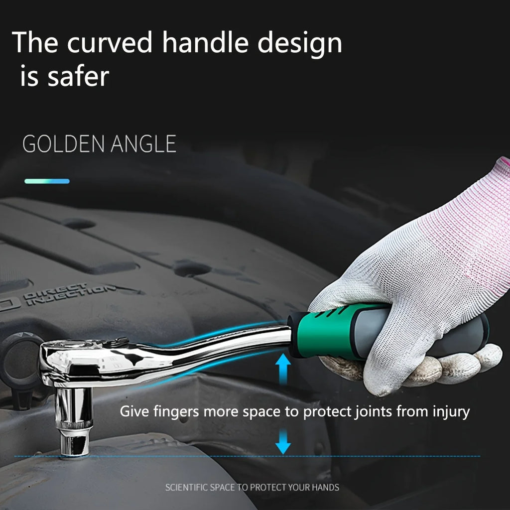 1/4 inch Ratchet Socket Wrench Set, Mechanic Tool Kit and Sockets Set with Quick Release Reversible Ratchet Handle and Extension