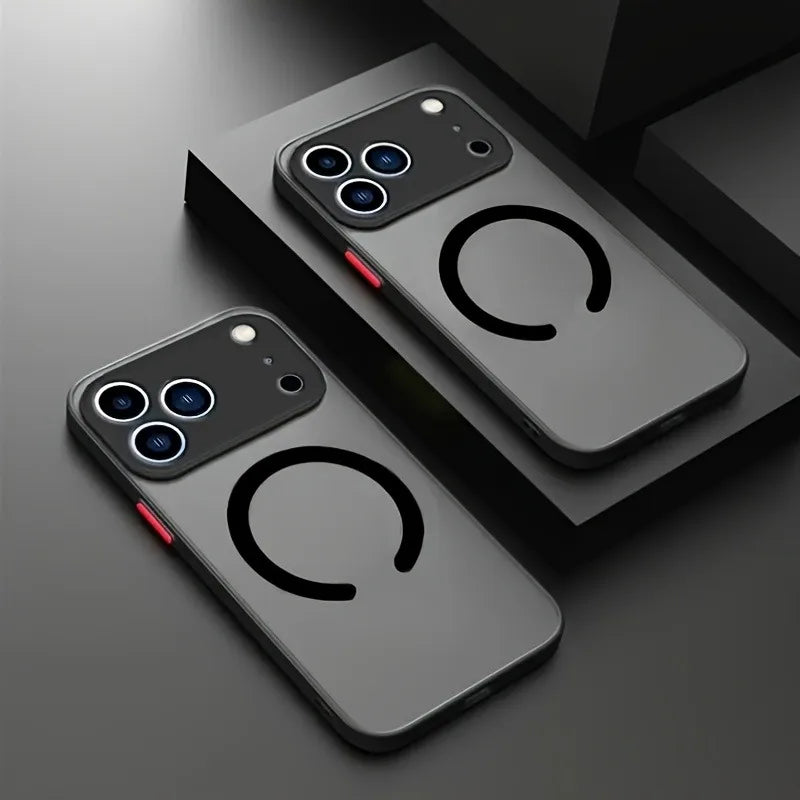 Translucent Magnetic Armor Phone Case For iPhone 17 16 15 14 13 12 Pro Max Plus Air For Magsafe Magnetic Wireless Charging Cover