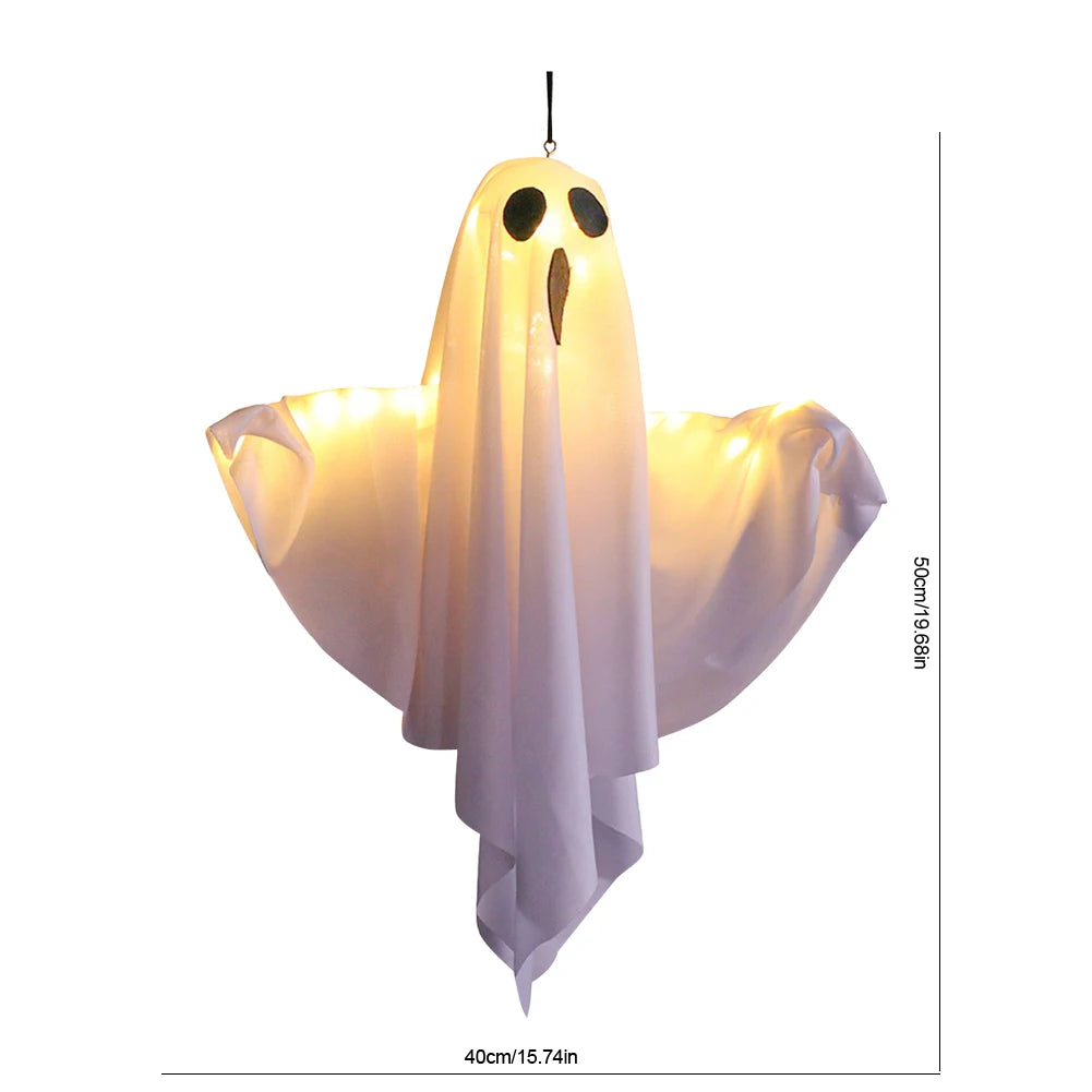 Spooky Ghost Halloween Decor Waterproof Halloween Glowing White Ghost Glowing Door Hanging Ghost for Halloween Garden Home Decor
