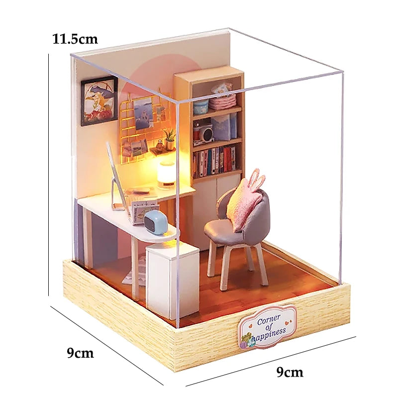 Magical DIY Wooden Miniature Doll House 3D Puzzle Assembly Building Model Kit Production Room Toys Home Bedroom Christmas Gifts