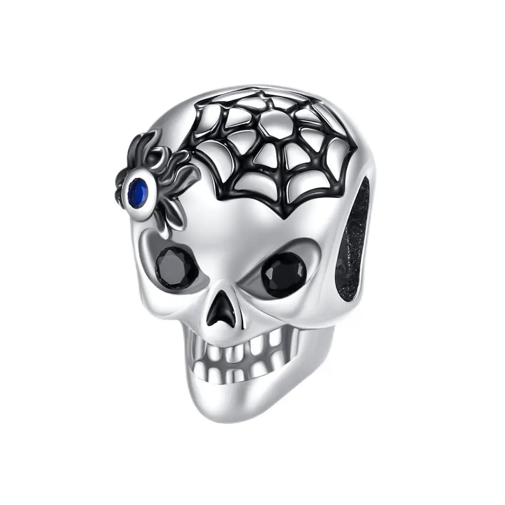 Funny 925 Sterling Silver Witch,Pumpkin & Heart Skull Beads Charm Fits Brand Bracelet & Necklace Fine Halloween Jewelry Gifts