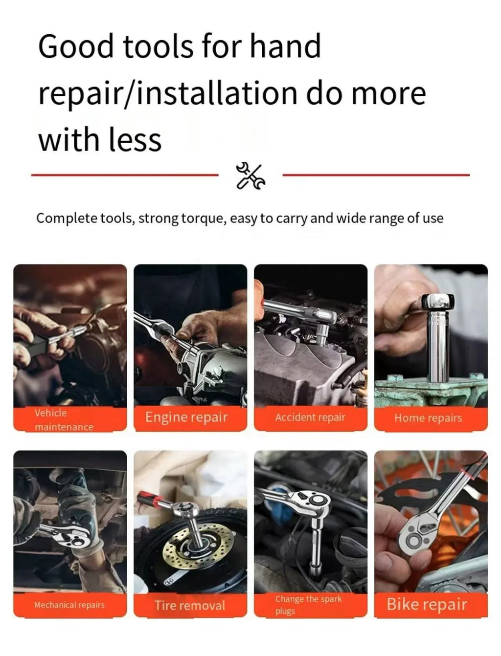 Tools Metric Auto Repair Tool Set Wrench, Ratchet Socket Set Complete Set Of 61 Pieces