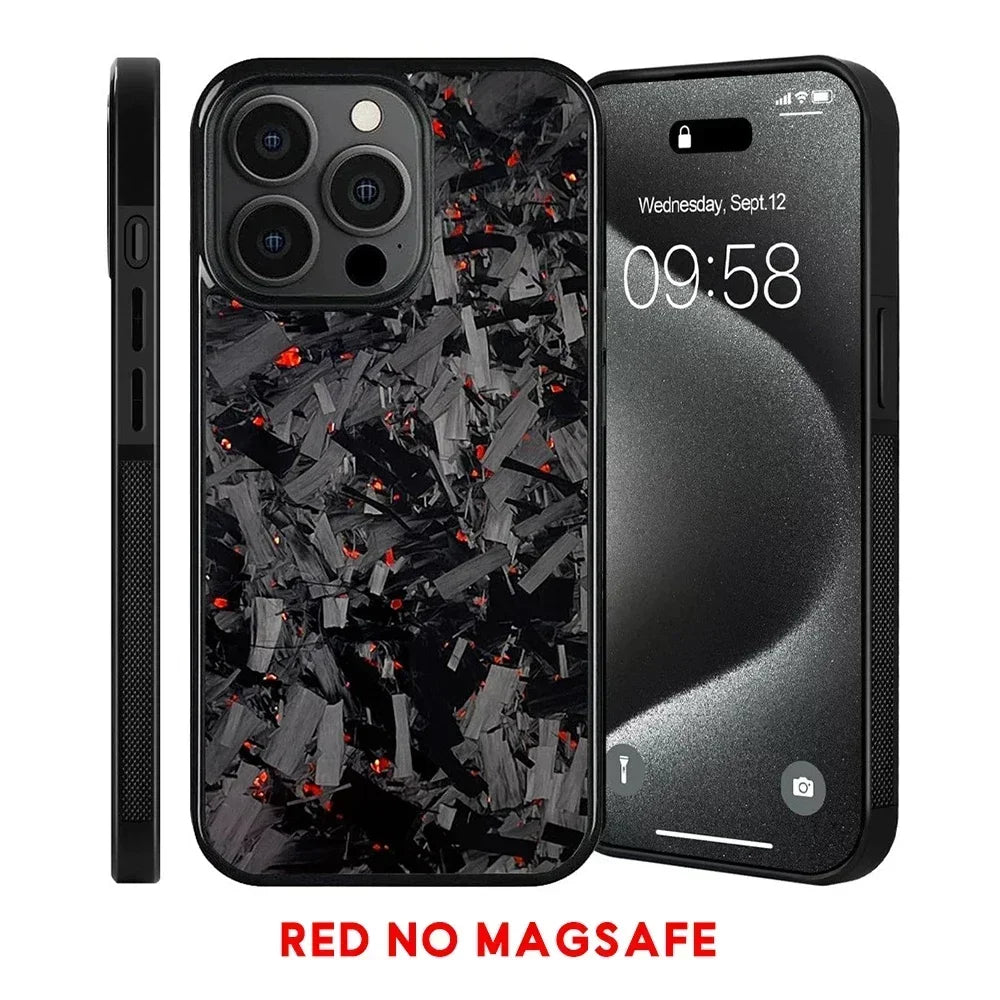 for IPhone 16 15 14 13 12 11 Pro Max Grippy Edges Design Glossy Film Hard PC Cover N-New Real Forged Carbon Fiber Phone Case