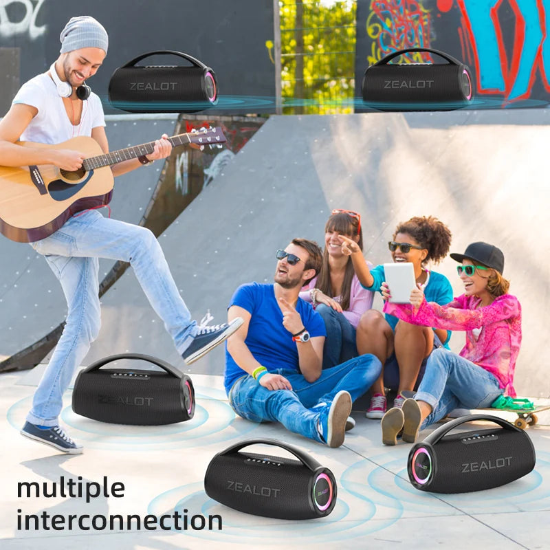 ZEALOT-S97 80W Bluetooth Speaker Powerful Wireless Speaker with Portable Handle, for Party, Camping,RGB Colorful Light