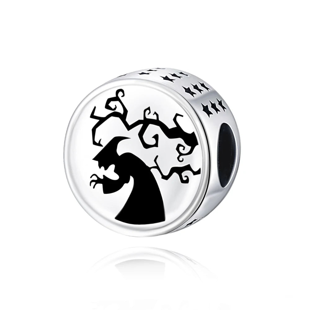 Funny 925 Sterling Silver Witch,Pumpkin & Heart Skull Beads Charm Fits Brand Bracelet & Necklace Fine Halloween Jewelry Gifts