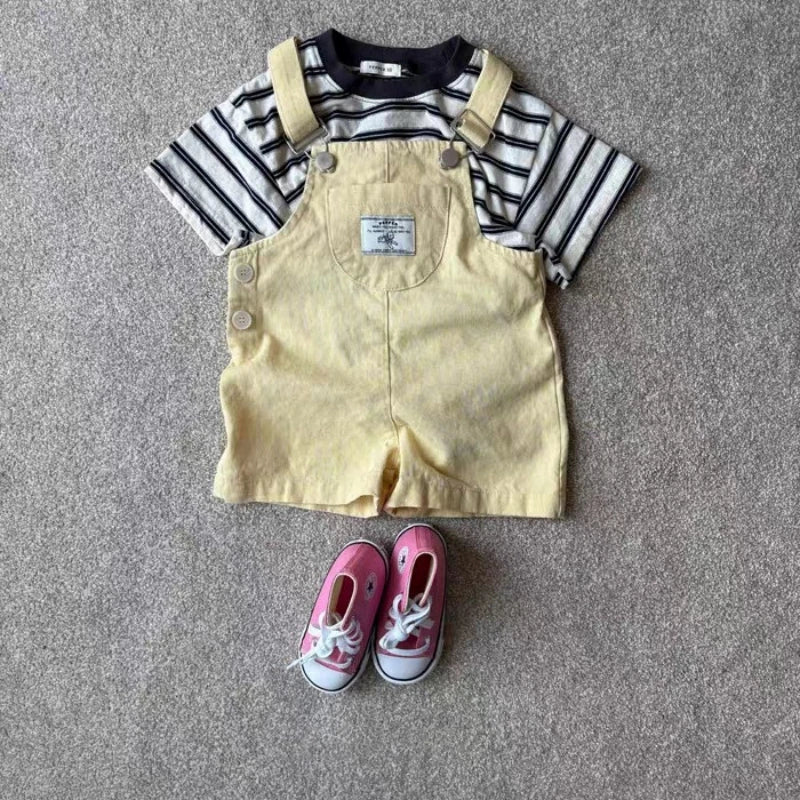 HY2621 Korean Style Infant Toddler Clothing Boys Girls Summer Fashion Washed Overalls Short Pants Korean Version Casual Trousers