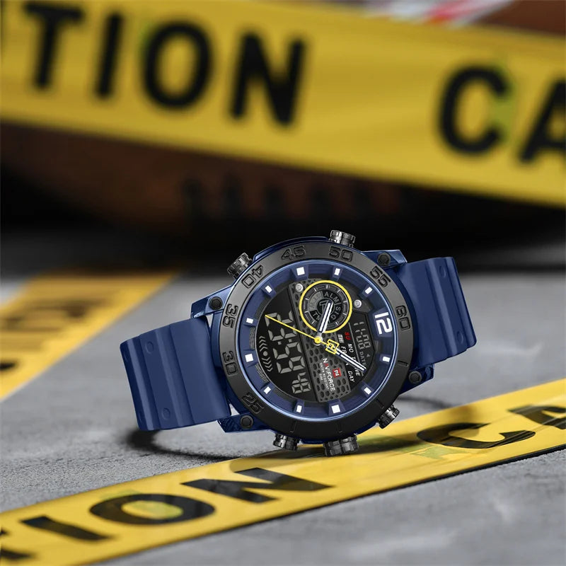 NAVIFORCE New Quartz Stopwatch Multifunctional Men's Lightweight Sports Wrist Watch Dual Display Time Night Light Boy's Watches