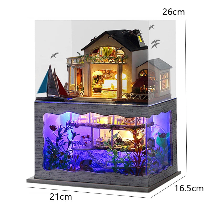 Magical DIY Wooden Miniature Doll House 3D Puzzle Assembly Building Model Kit Production Room Toys Home Bedroom Christmas Gifts
