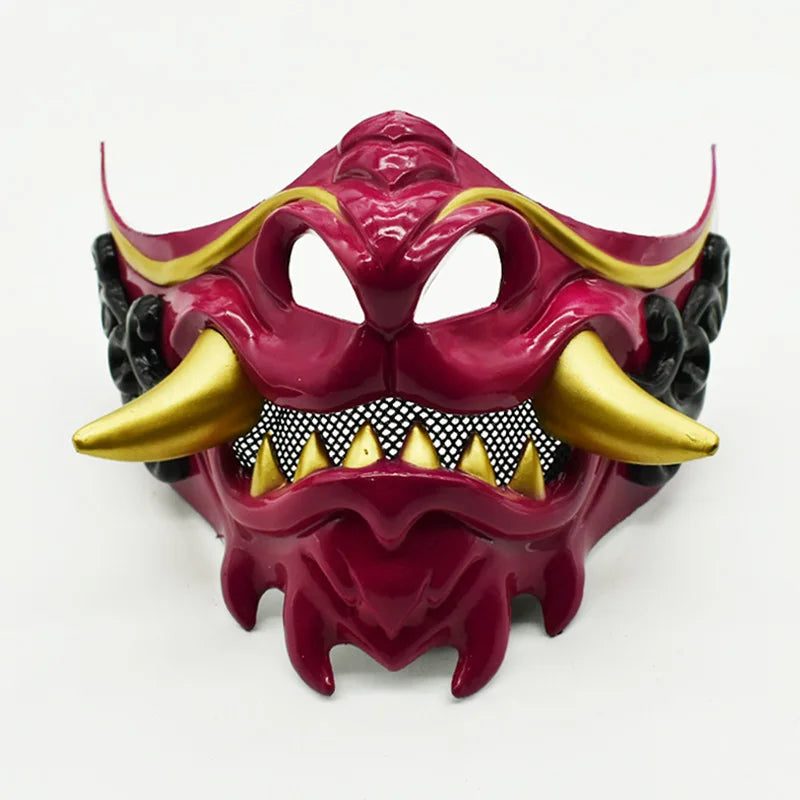 Japanese Samurai Oni Demon Mask Halloween Demon Samurai Cosplay Horror Prajna Killer Thicken Plastic Masks Party Costume Props