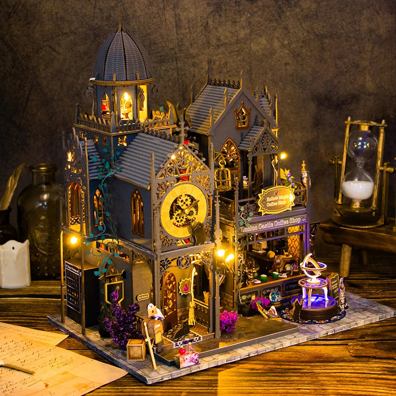 Magical DIY Wooden Miniature Doll House 3D Puzzle Assembly Building Model Kit Production Room Toys Home Bedroom Christmas Gifts